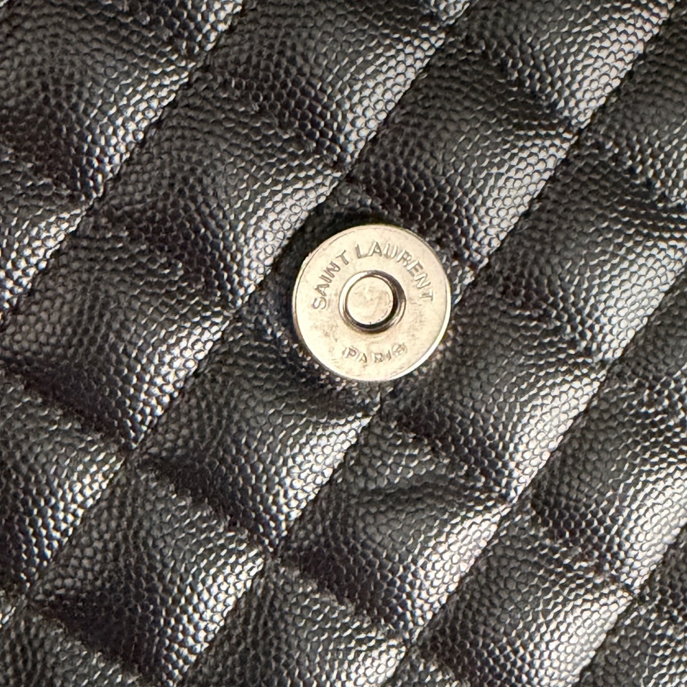 Saint Laurent large envelope Black Quilted Shoulder Bag silver hardware like NEW - Picture 11 of 16